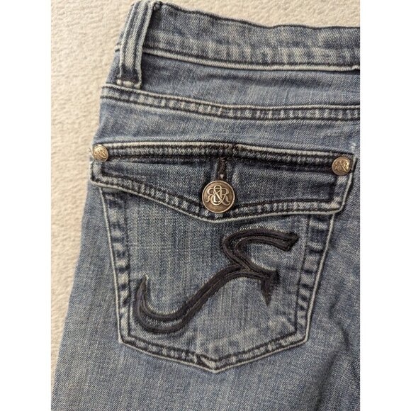 Rock Republic Jeans Womens Size 6 Blue Kasandra Boot cut Embroidered Whiskers - Picture 10 of 15